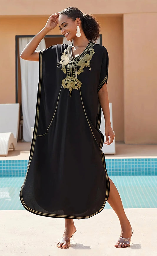 Embroidered Black Kaftan