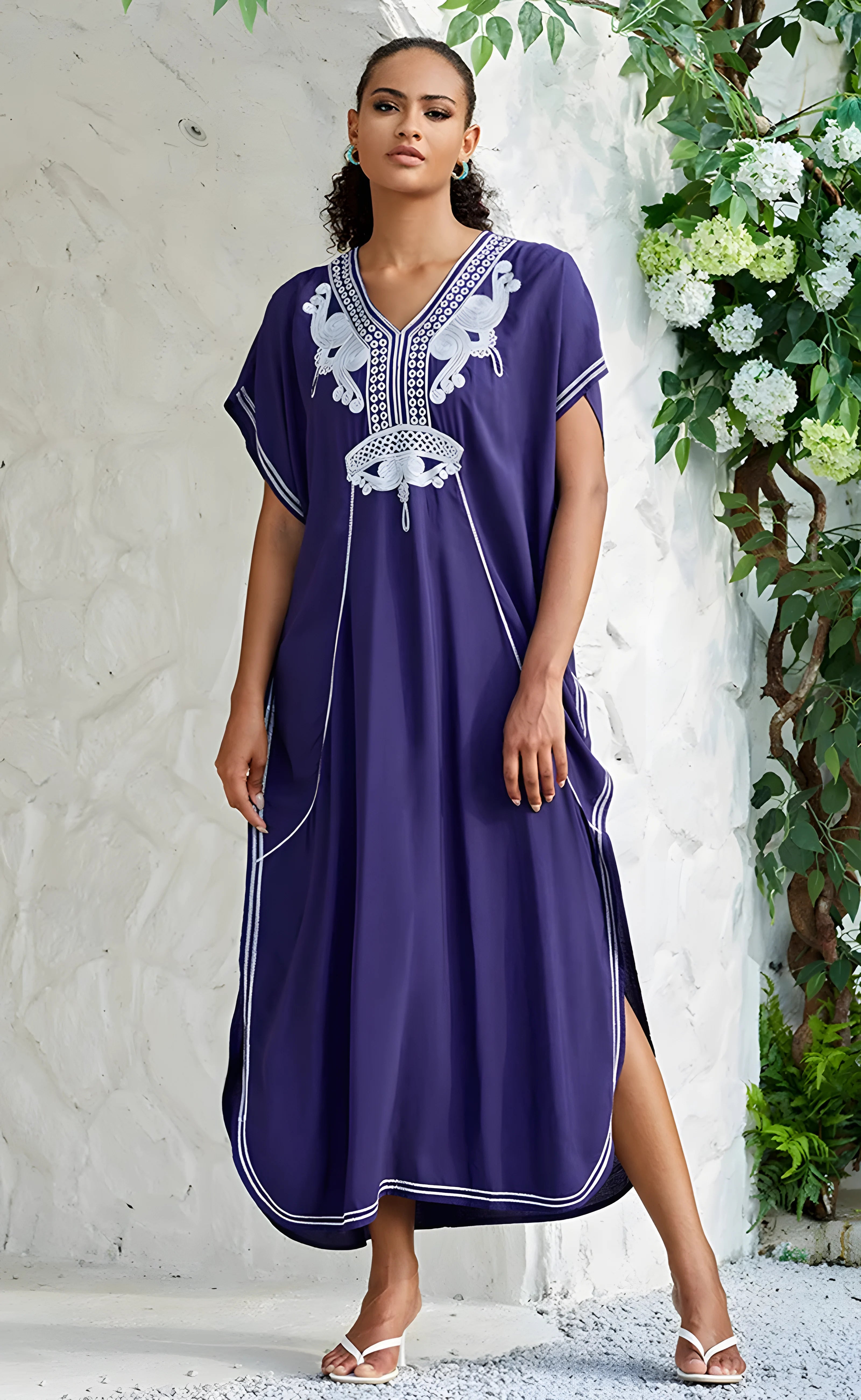 Embroidered Kaftan Blue