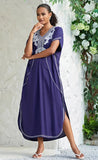 Embroidered Kaftan Blue Color