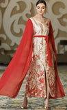 Red and White Kaftan Dress