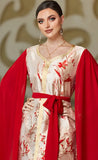Red and White Kaftan Dress