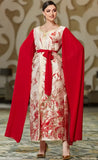 Red and White Kaftan Dress
